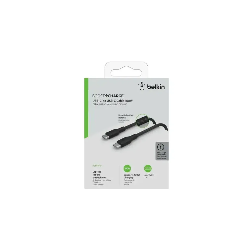 Cable fast Belkin USB-C vers USB-C 100W - Noir