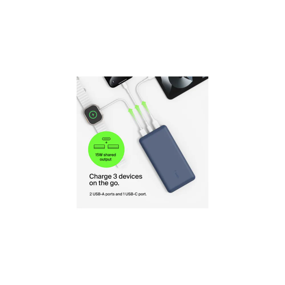 BoostCharge powerbank Belkin 20000mAh ports USB-A et USB-C - Bleu 3