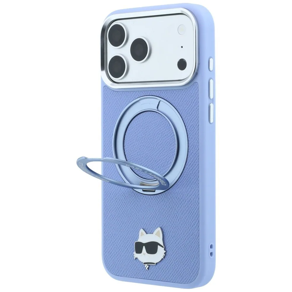 Karl Lagerfeld Ring Stand 360 Choupette MagSafe Case for iPhone 18 Pro Max / 17 Pro Max - Light Blue 3